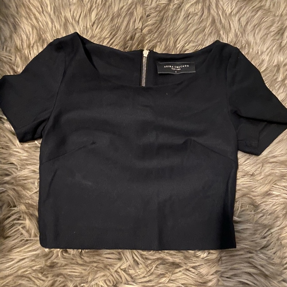Akira Black Crop Top with Zipper